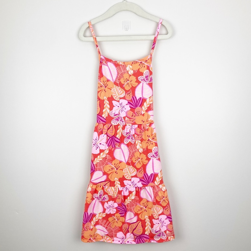 Cat & Jack - Medium Girls Orange & Red Tropical Print Dress